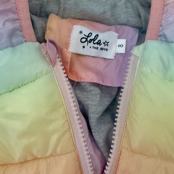 Lola + The Boys Ombré Puffer Jacket Size 8 - Picture 5 of 5